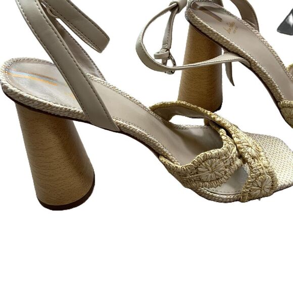 Sam Edelman Womans Natural Block Heel Ankle Strap Square Toe Woven Heels Sz 8.5 - Picture 5 of 11